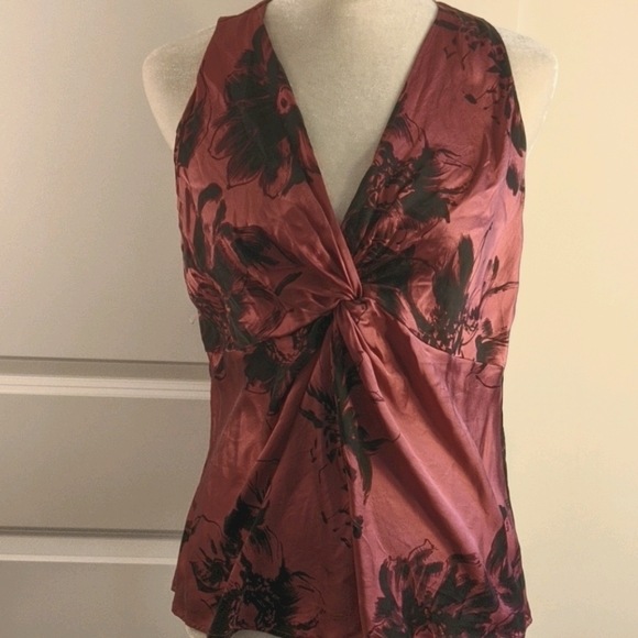 Ann Taylor Tops - Silk Burgundy Black Floral Ann Taylor top